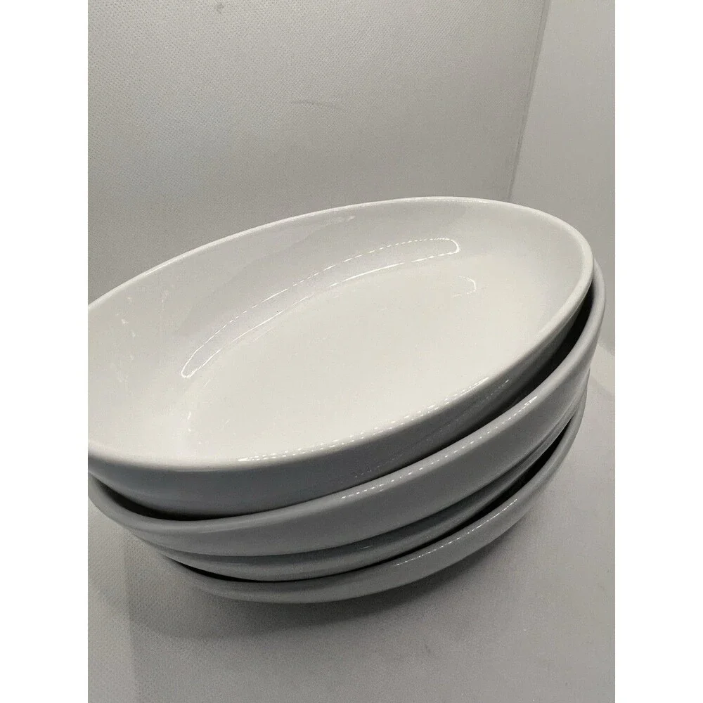 4 CB2 Crate & Barrel White Porcelain egg Shaped oblong oval abstract modern bowl